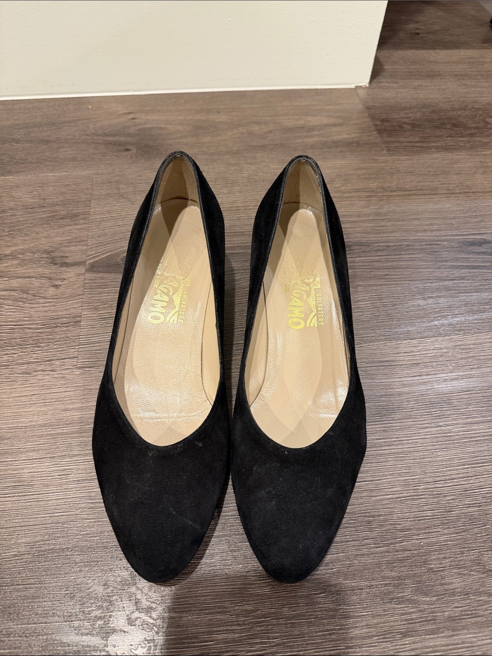 Salvatore Ferragamo Black Suede Women's Flats
